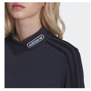 🆕 ADIDAS RETRO LUXURY CROPPED LONG SLEEVE Shirt SZ MED #HL0056
